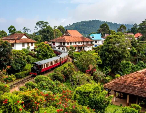 Train passing through the green hills of Ooty
